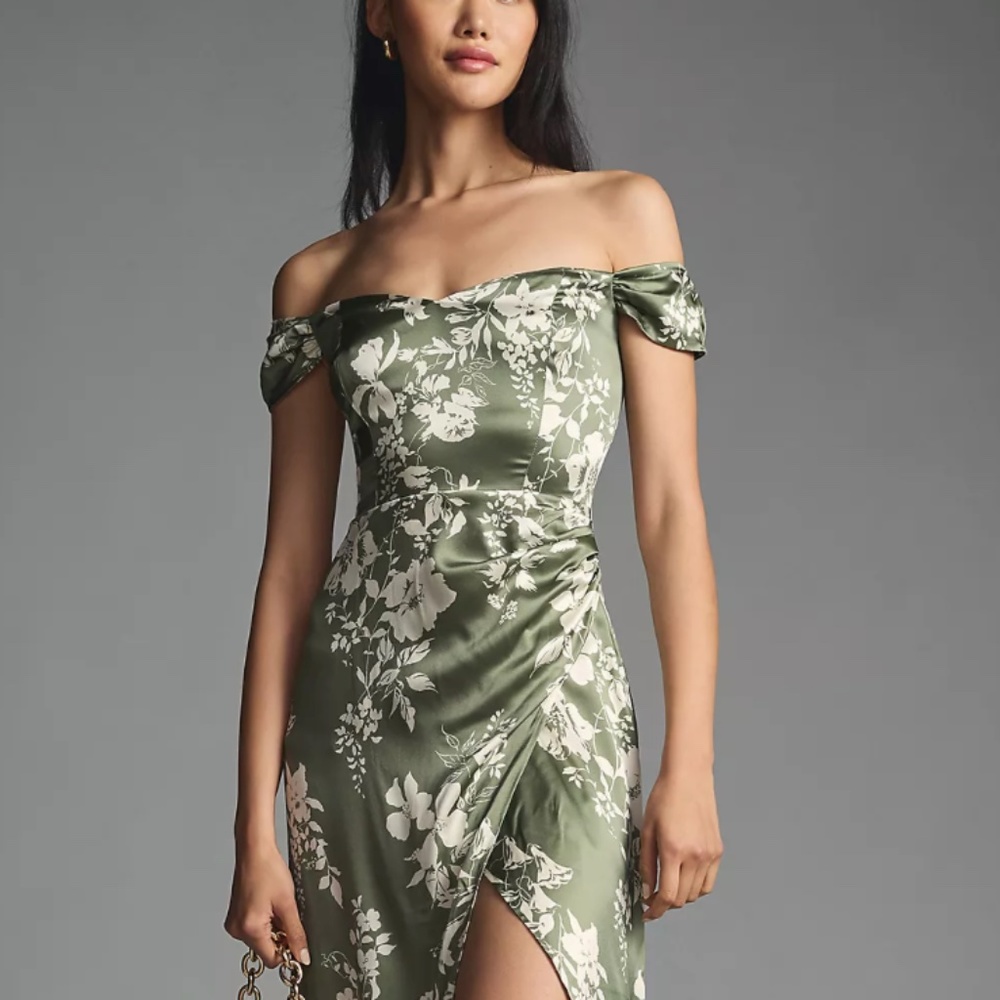 Reformation Green Floral Midi Dress